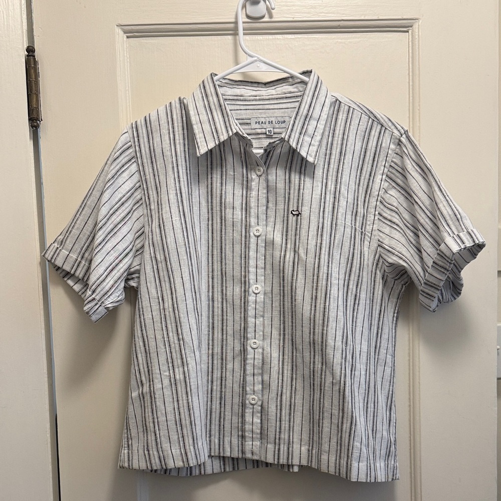 Striped Short Sleeve Shirt Cropped
